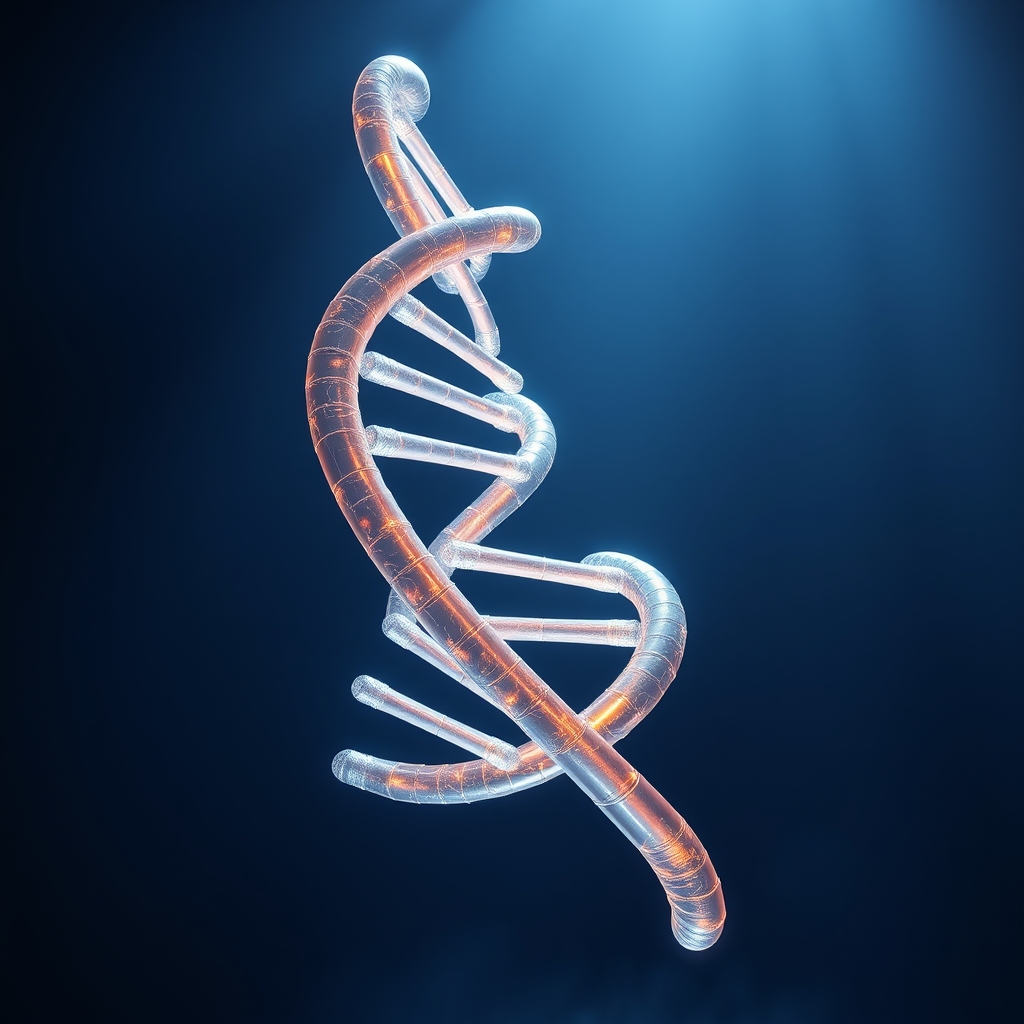 shiny inflatable DNA double helix floating in the air - Image