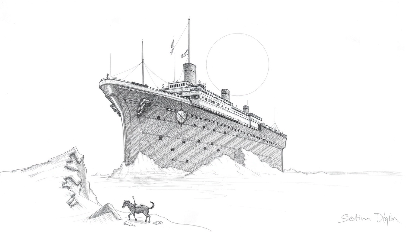 Titanic pencil sketch draft