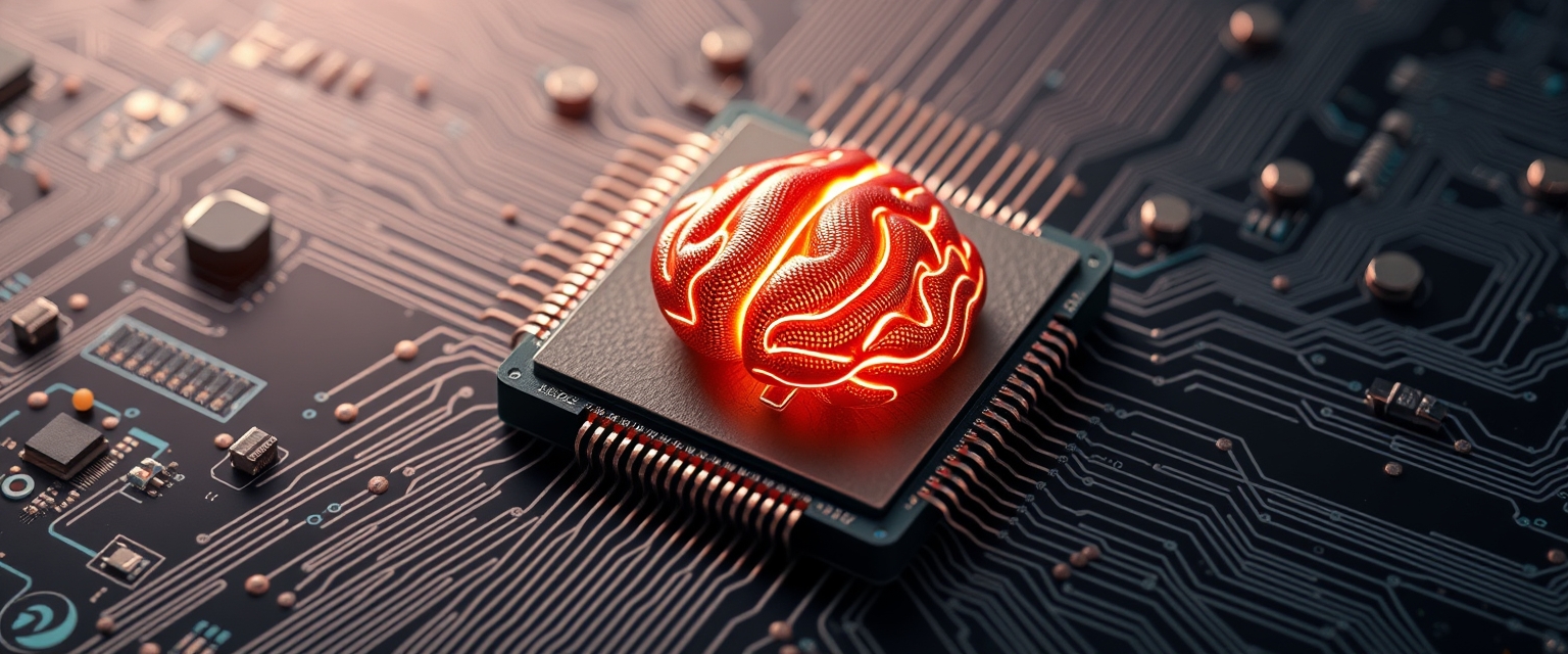 A computer chip with a brain on it