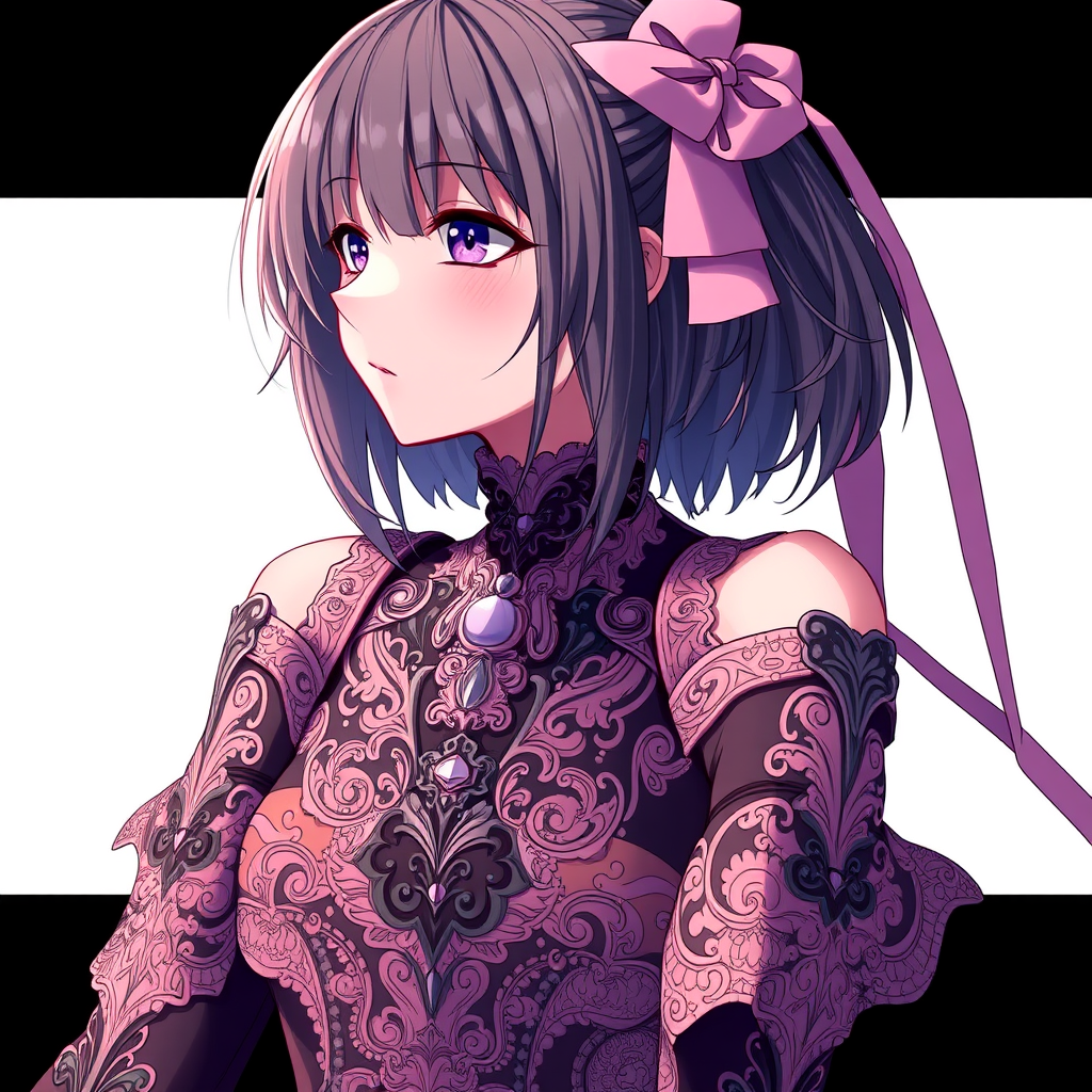 Anime artwork of Mikasa Ackerman in a detailed intricate pink and black dress, by wlop, 8k, beautiful details.