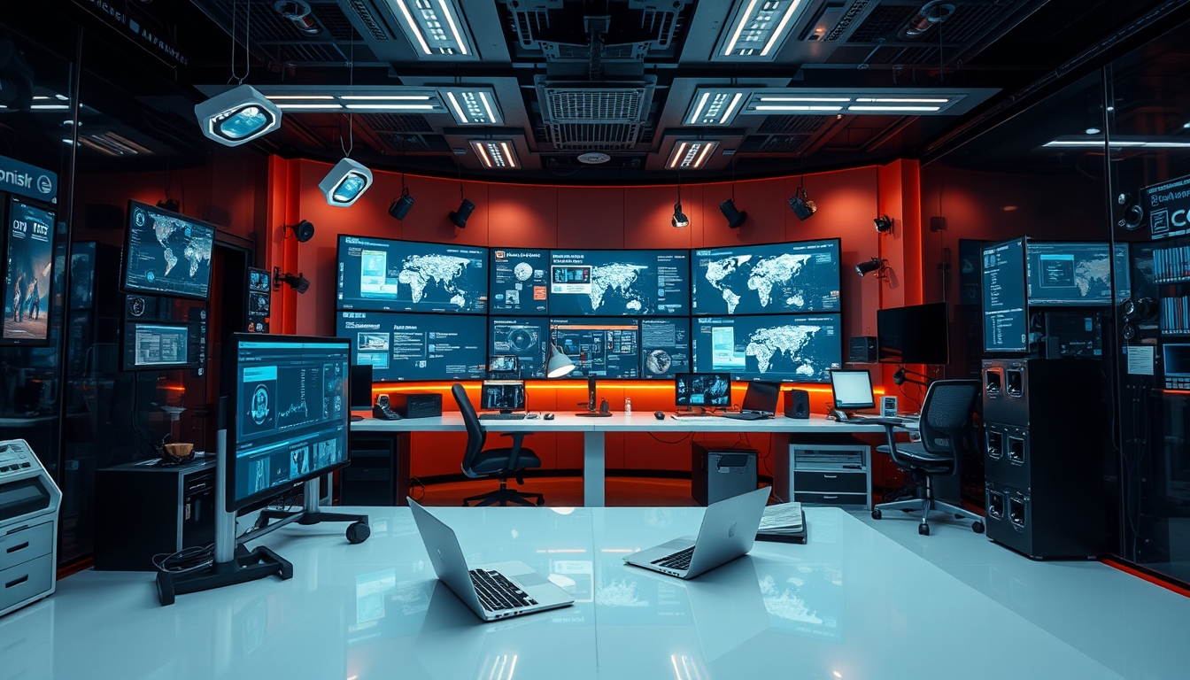 Remote working space with high-tech equipment, depicting the future of work. - Image