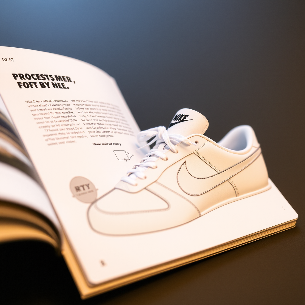 "Book with procedures to create Nike shoes for the 'cutting' process, with the brand 'RY', great quality."