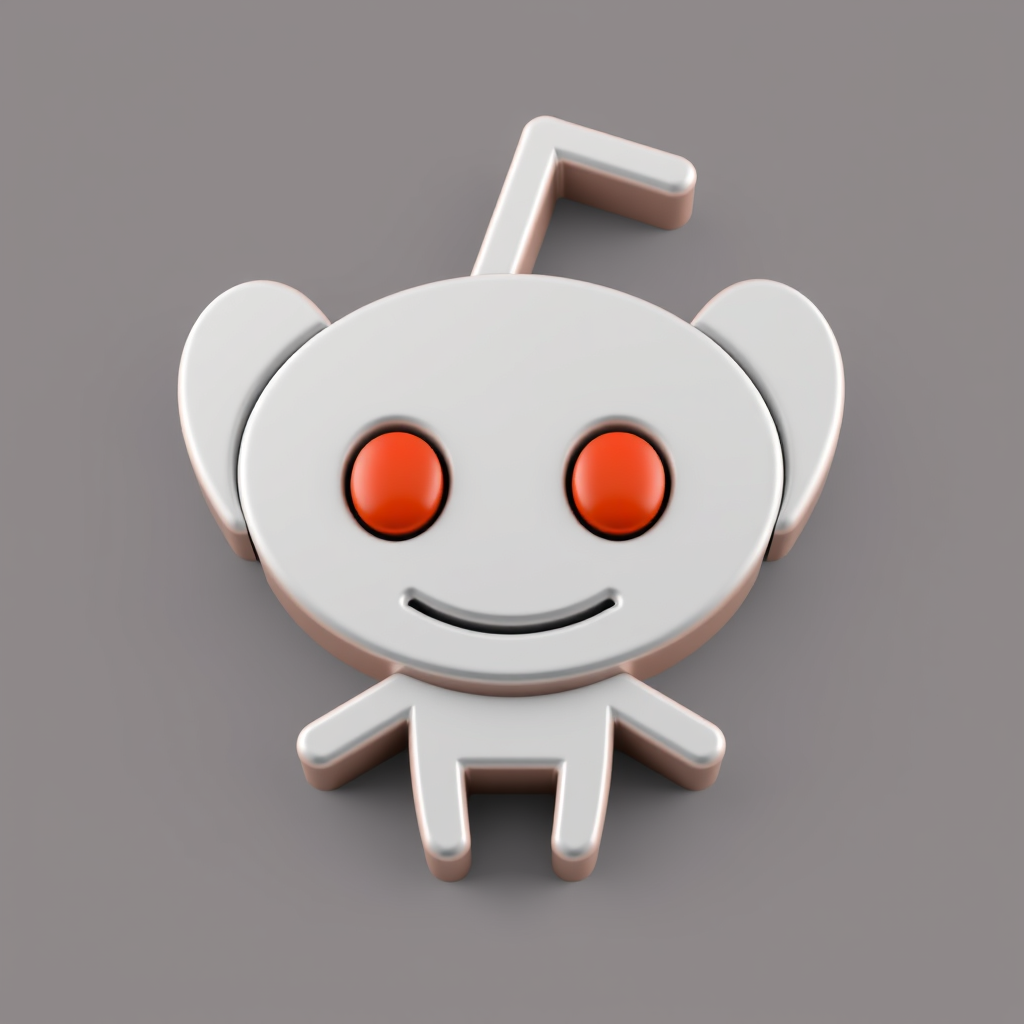 Reddit logo 3D close-up, render