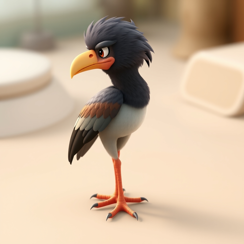 Profile full body of an Argentavis in a 3D style, cartoon fun children's animation movie style. - Image