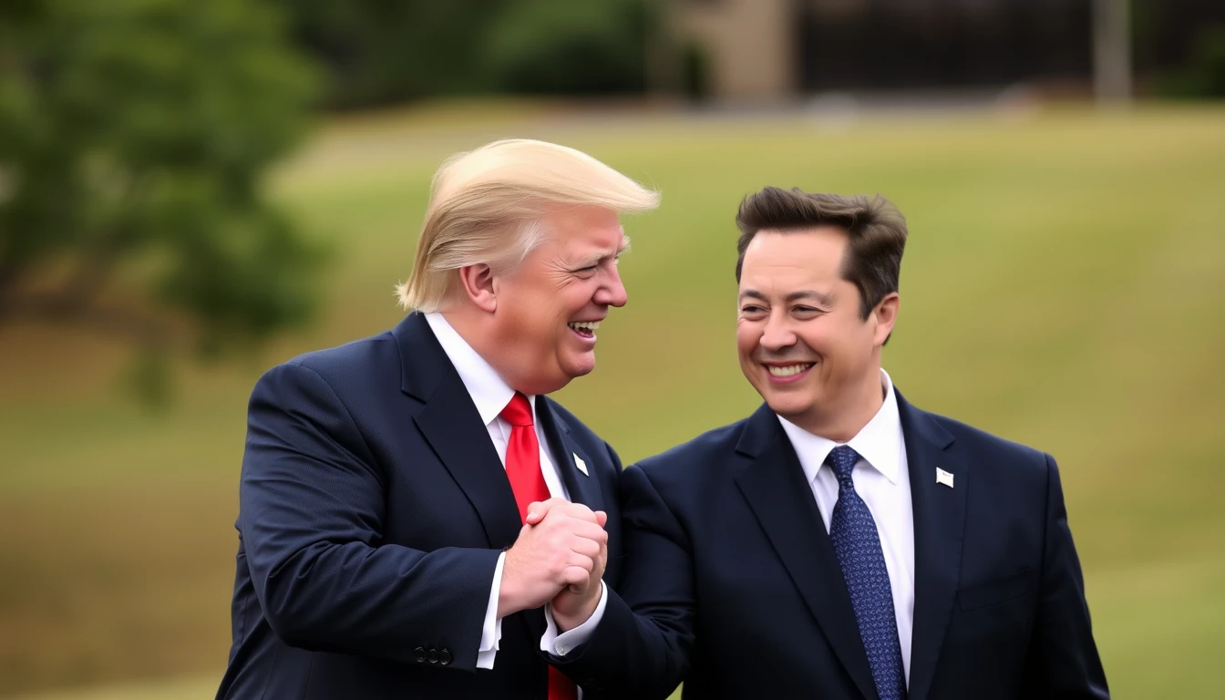 "Trump and Musk shake hands." - Image