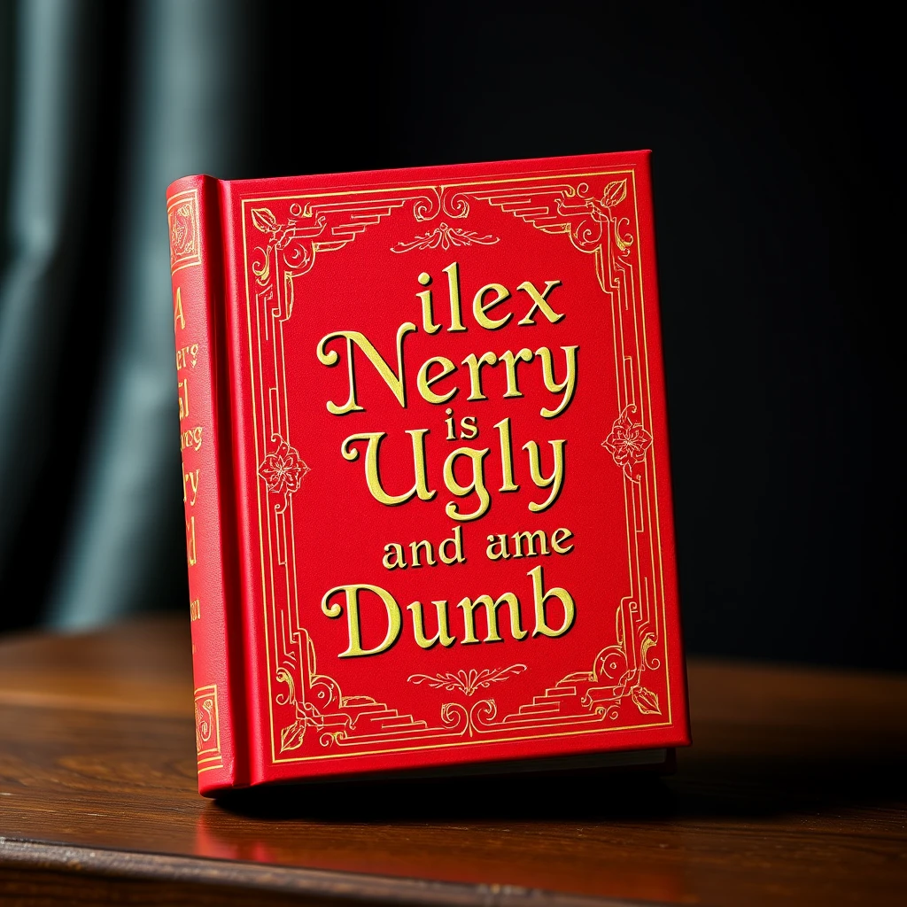 A red fancy book with the title: Álex Nery is Ugly and Dumb. - Image