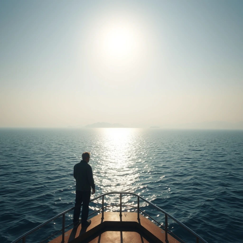 GTA 5 style, - I stand at the bow of the ship, the first rays of sunlight piercing through the thin mist, casting a shimmering glow on the rippling sea surface. The outline of the pier gradually blurs in the morning light, while the silhouette of Cheung Chau Island looms faintly in the distance, like an untouched sanctuary. Cheung Chau Island Hong Kong, high-definition.