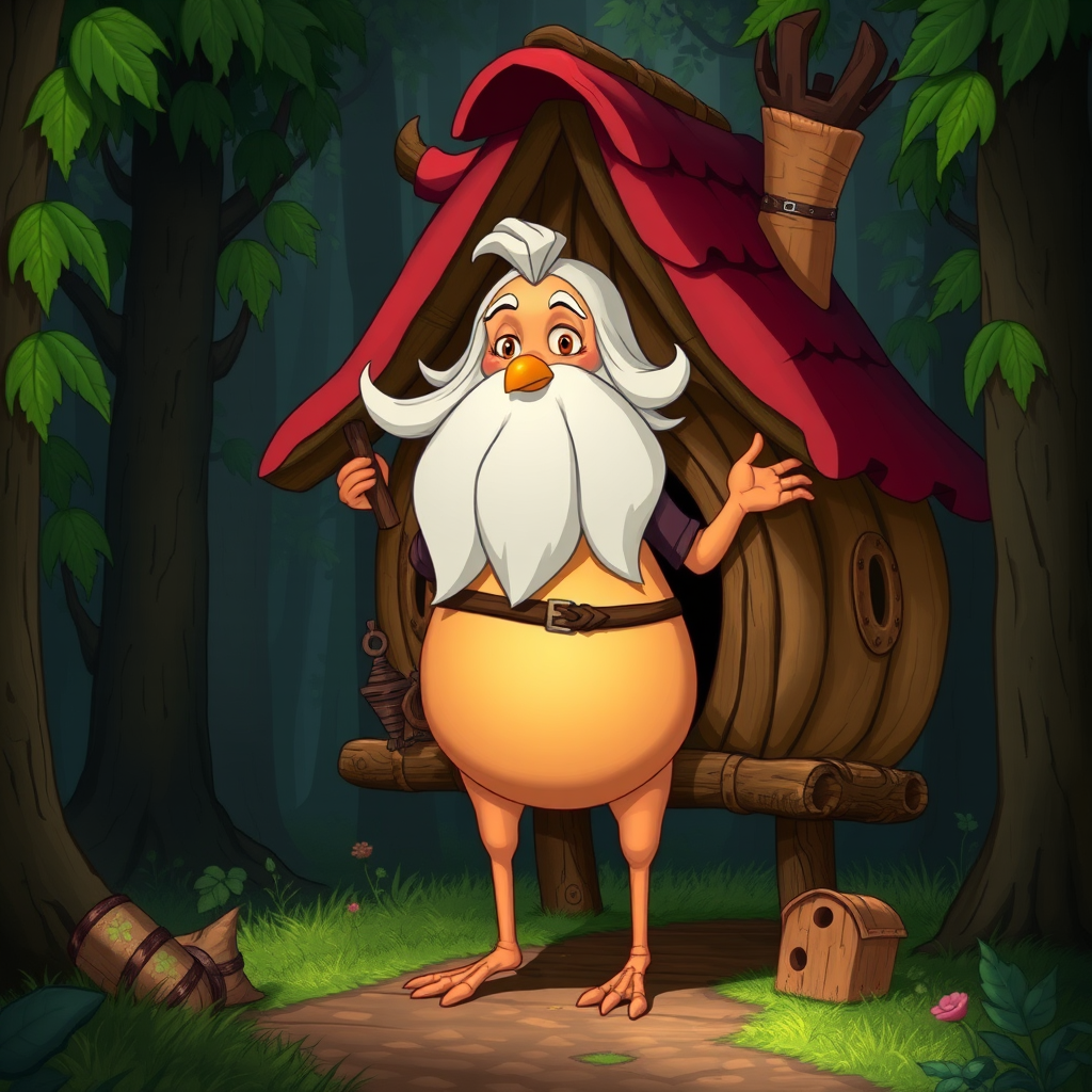 The fairy-tale animated character Baba Yaga, who lives in a dense forest in a hut on chicken legs.