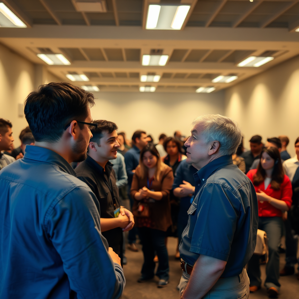 A room full of the same person, who is talking to each other about each other.