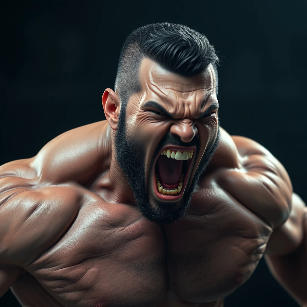 8k super high quality 3d image of a muscular man screaming enraged - Image