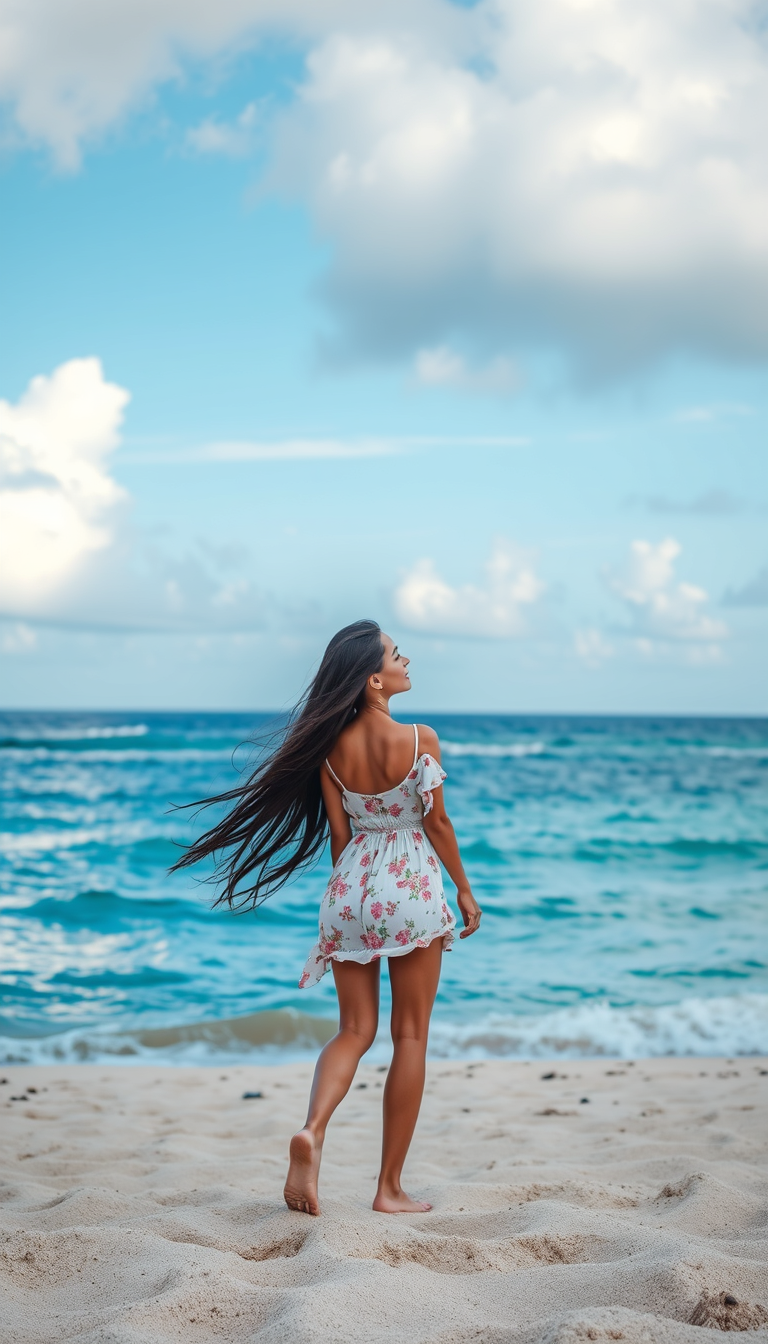 Beautiful girl on the beach, 4k, realistic, surreal