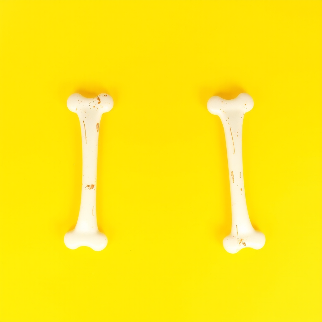 A letter "H" made of bones, yellow background, realistic photograph - Image