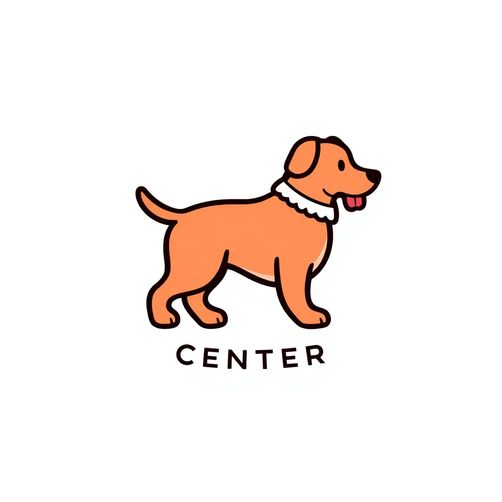 art logo, letter "WISDOM CENTER", simple and clear, humble dog character - Image