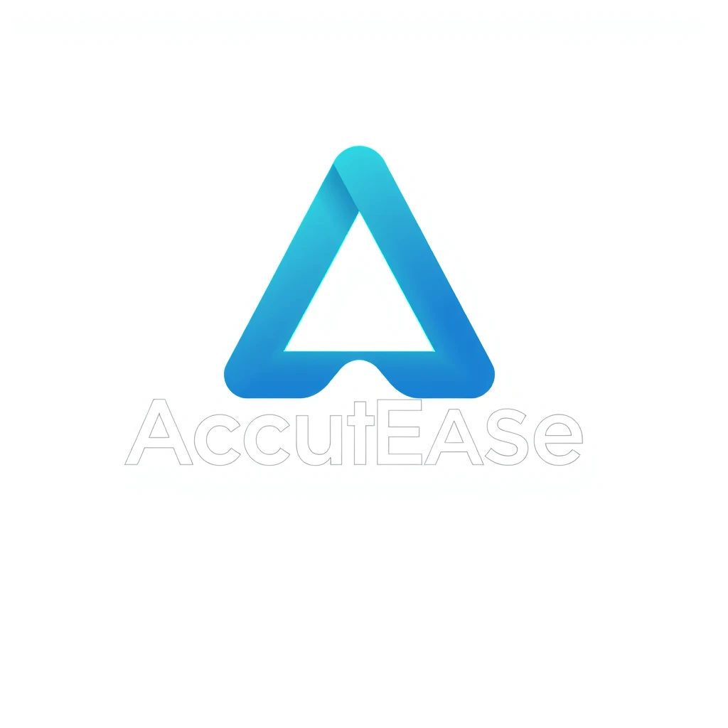 Create a logo for my application named "AccuEASE" that incorporates the letter A with an IT nuance, and save it as a PNG with a transparent background. - Image