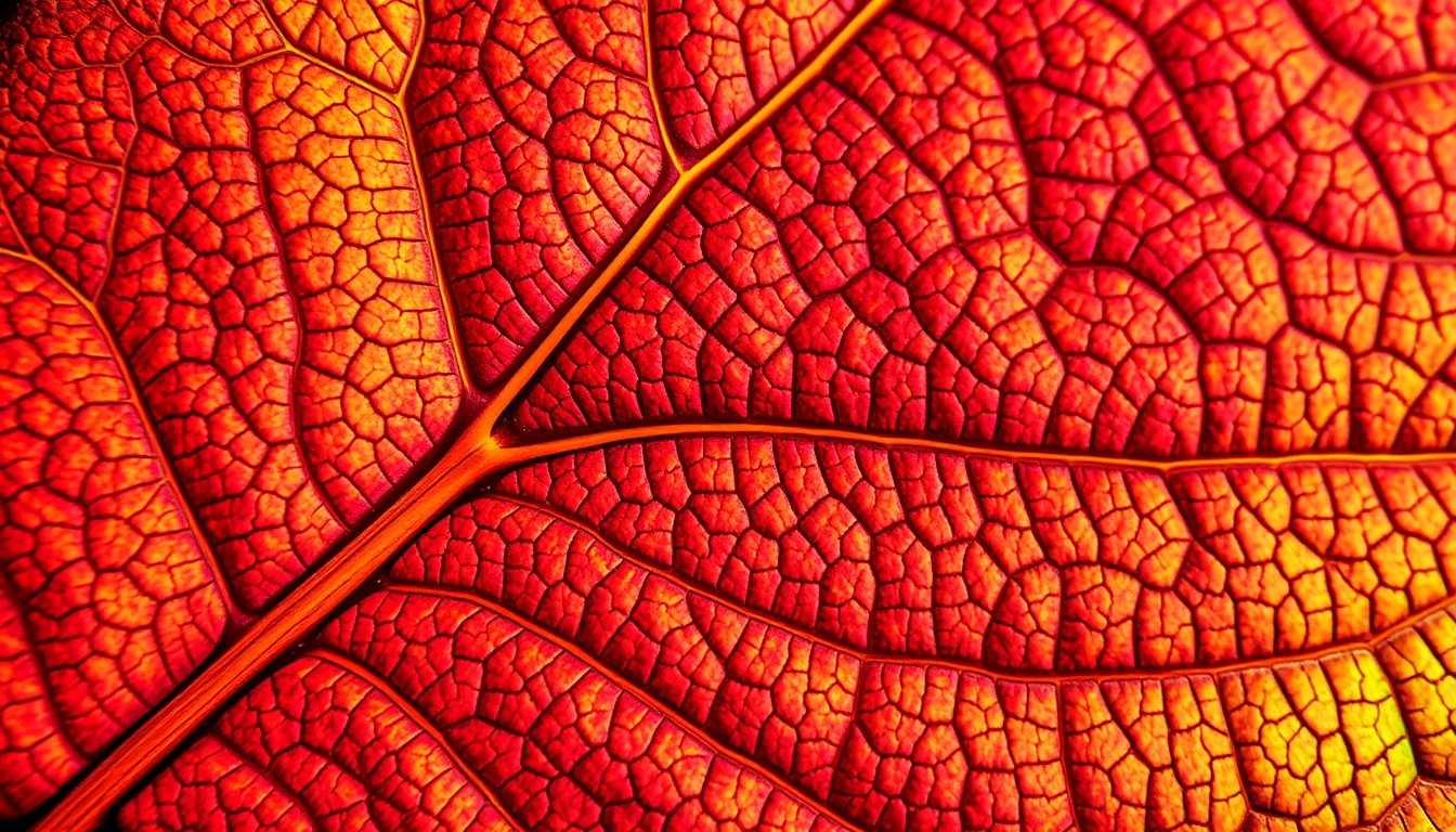 A close-up of a leaf with intricate details, transformed into an abstract digital pattern with vibrant colors and bold shapes. - Image