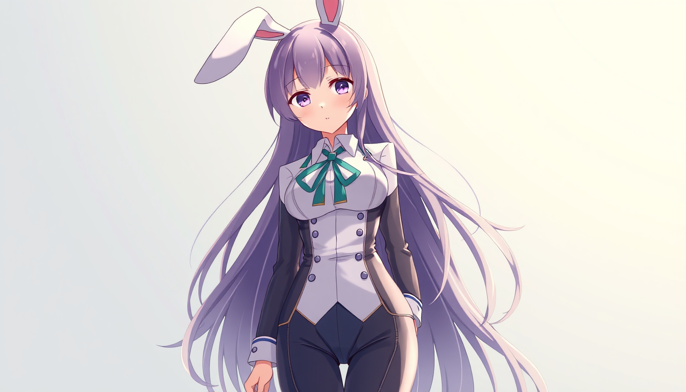 Anime art of a motherly bunny girl suit, long hair, natural reflective, detailed body, standing, wallpaper anime background, stunning details, anime artwork, illustration quality, windows wallpaper download.