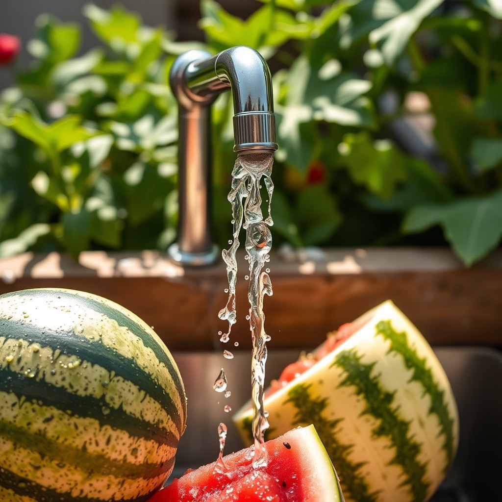 Watermelon sparkling faucet growing - Image