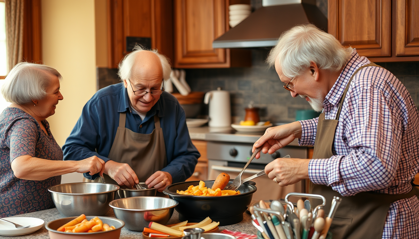 Old people enjoy cooking. - Image