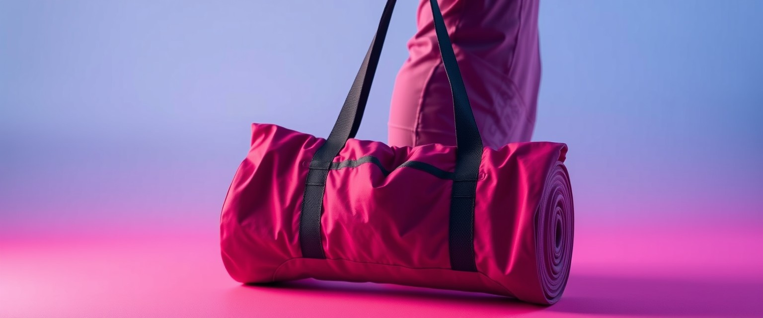 Yoga mat bag for sporty women, single color, low saturation bag, single color background, no human. - Image