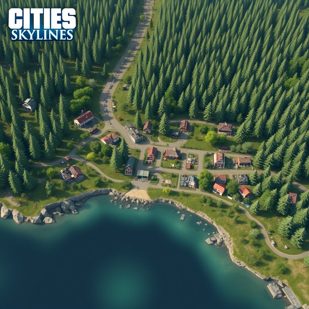 Cities: Skylines 2, plan for a little town in the forest near a river. - Image