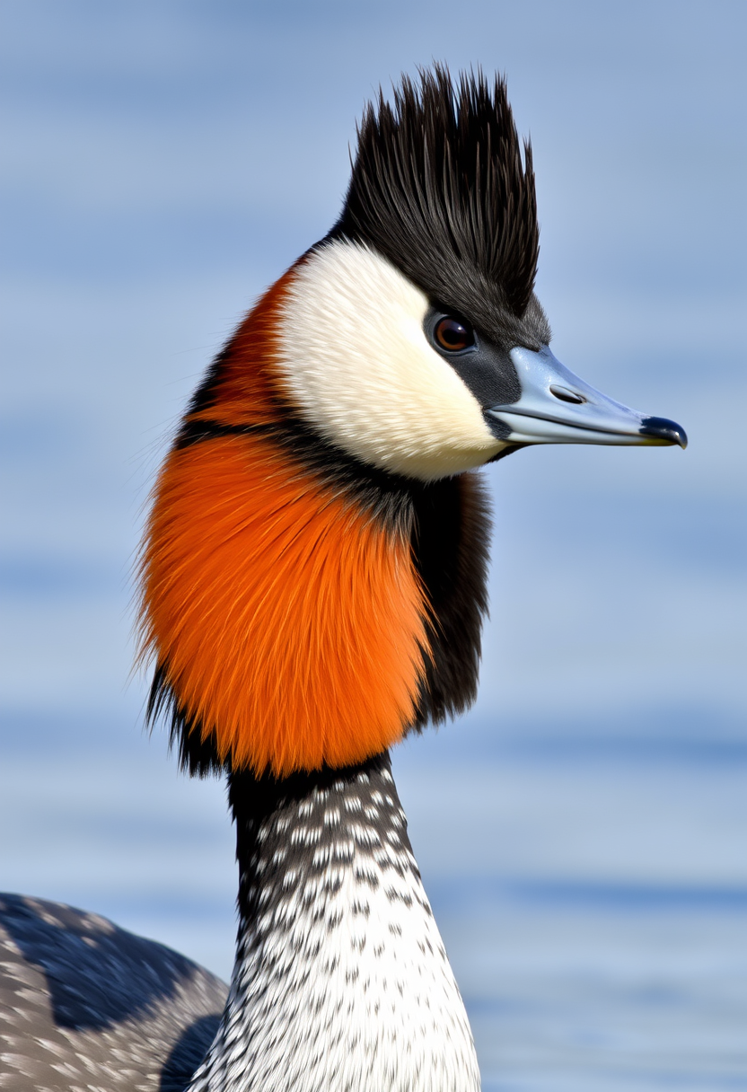 A great crested grebe (Podiceps cristatus).