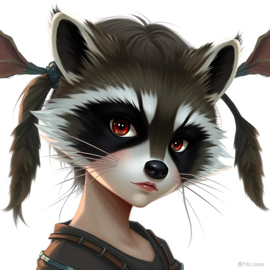 girl with raccoon face, fantasy - Image