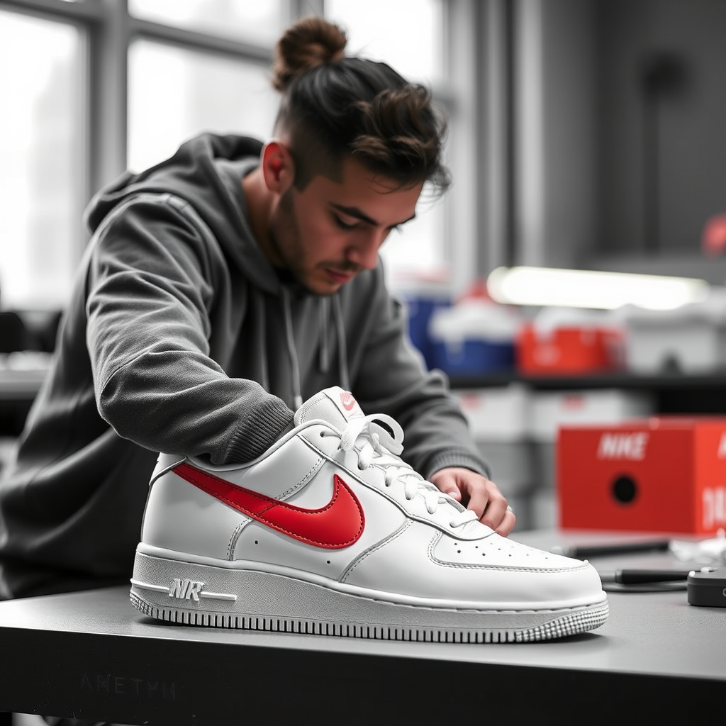 All about the department 'cutting' for company RY, create Nike shoes. - Image