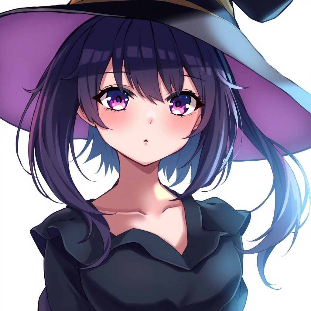 Anime art of a motherly woman witch, close-up, hair style, witch dress, natural reflective, detailed body, standing, white background, anime artwork, illustration quality, soft shadows,