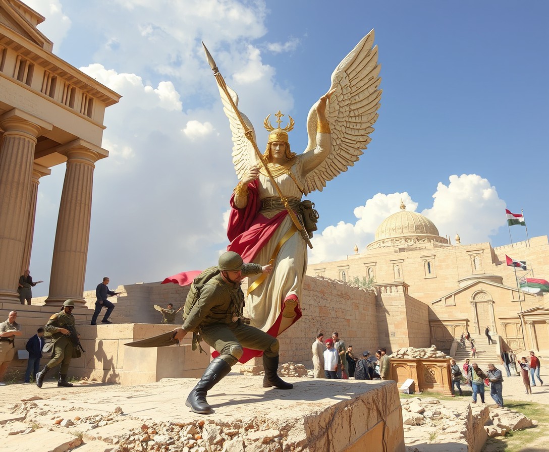 God View See Angel of Destroyer Punish The Israel Soldier in TEMPLE MOUNT III In Palestine - Image