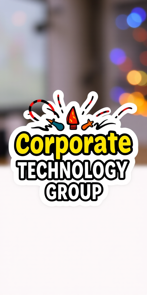 Make a sticker with the text "Corporate Technology Group" with a theme of celebration.