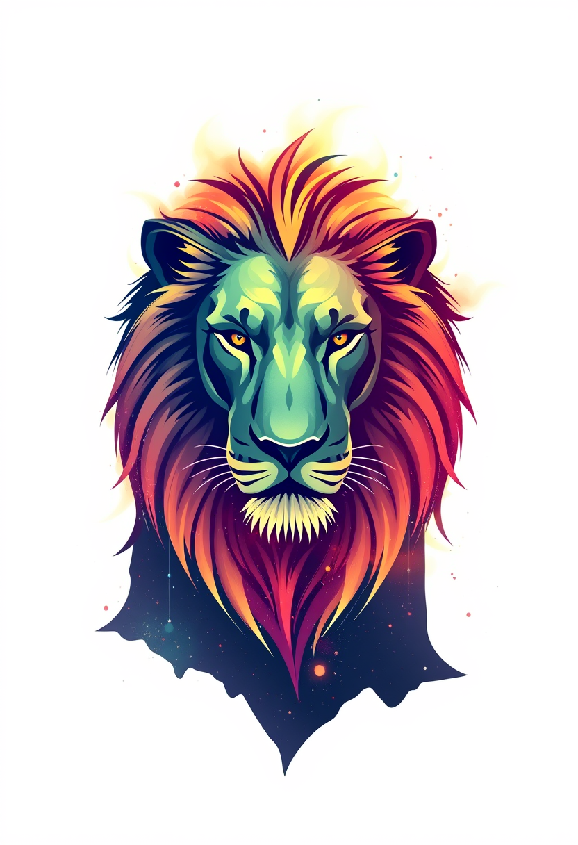 galaxy lion , professional T-shirt design, vector design isolated on a white background - Image