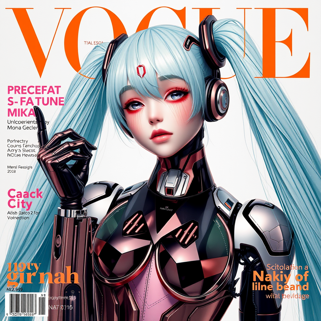 robotic hatsune miku on the cover of Vogue - Image