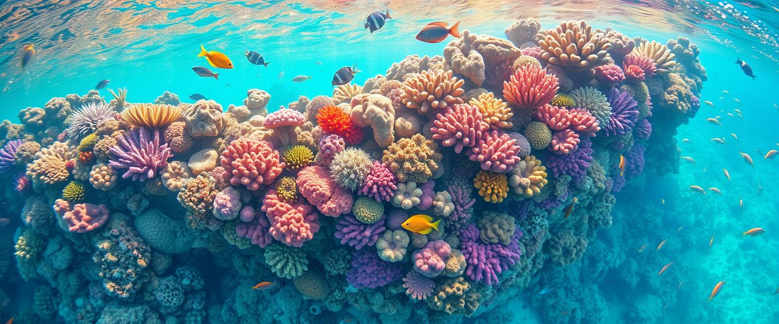 Vibrant, colorful coral reefs, underwater paradise, tropical fish, high quality, photorealistic, clear turquoise water, marine life, scuba diving, snorkeling, breathtaking, vibrant, exotic, diverse::0.5 sea turtles, manta rays, underwater caves, vibrant corals, shipwrecks, underwater photography, ocean conservation