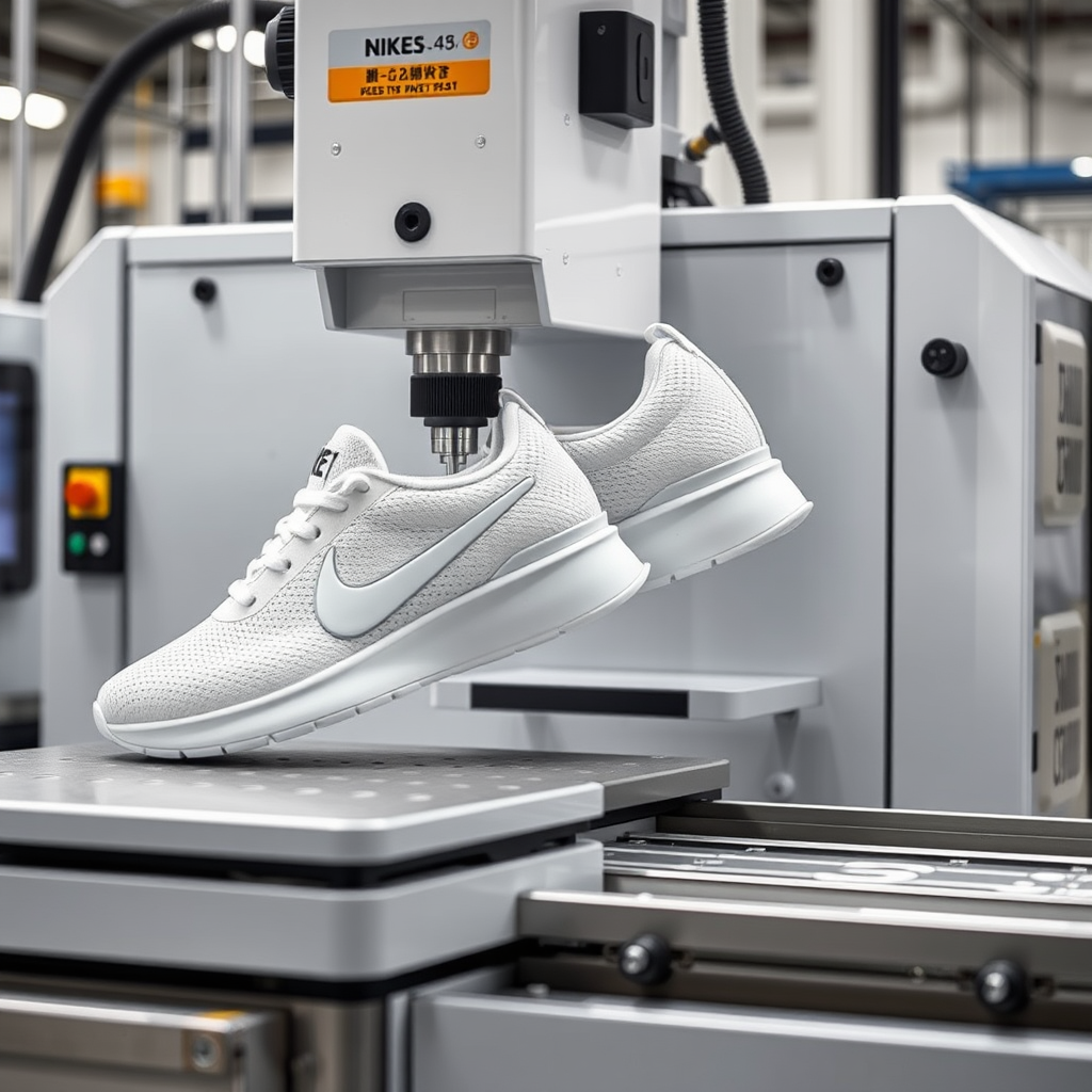 Modern machine cutting tools for making modern Nike shoes.