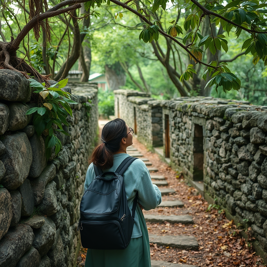 🌳 **Nature and History**: "Woman exploring trails, historical sites, every stone and leaf, stories of Cheung Chau Island, discovery, photorealistic style" - Image