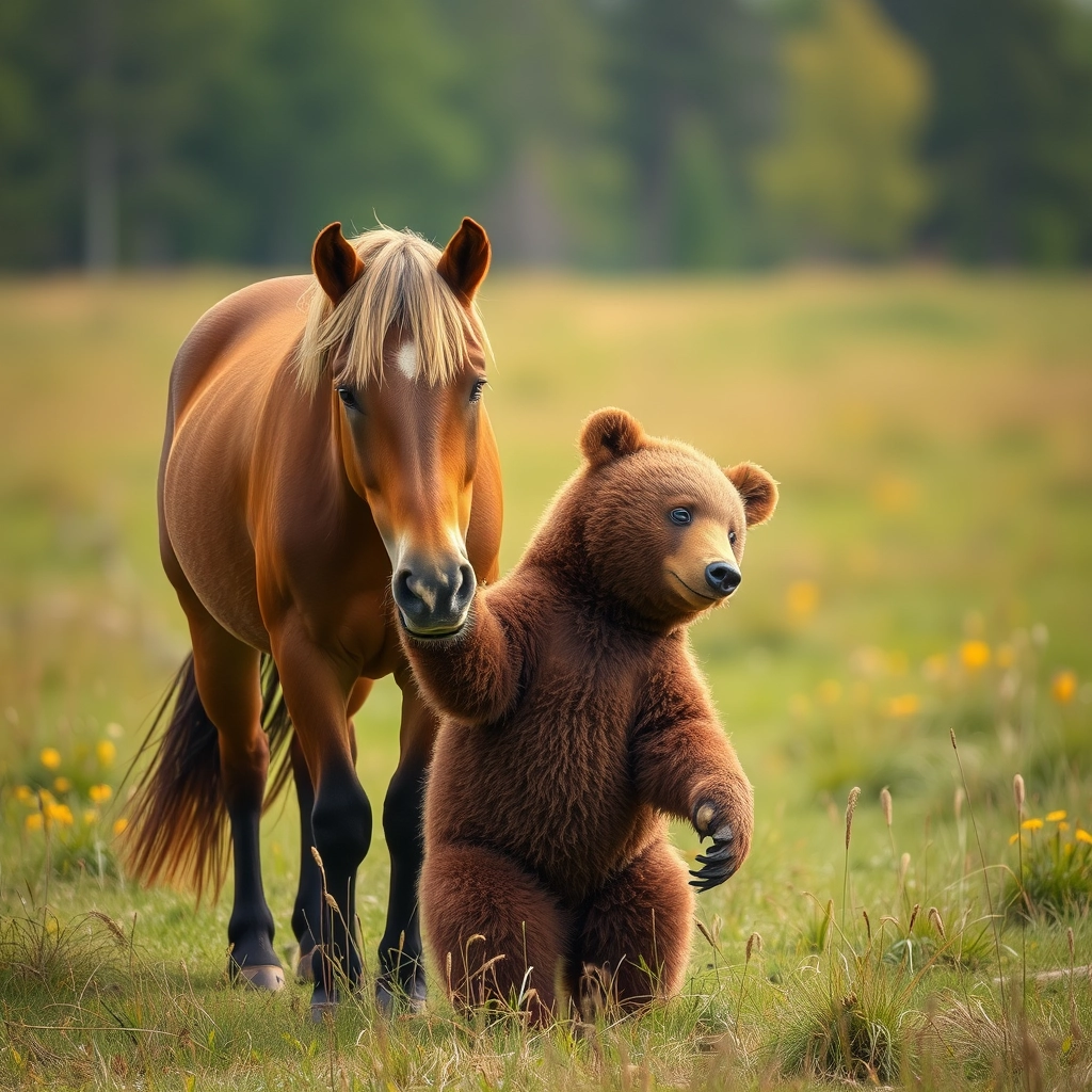 Horse and Bear photo - Image