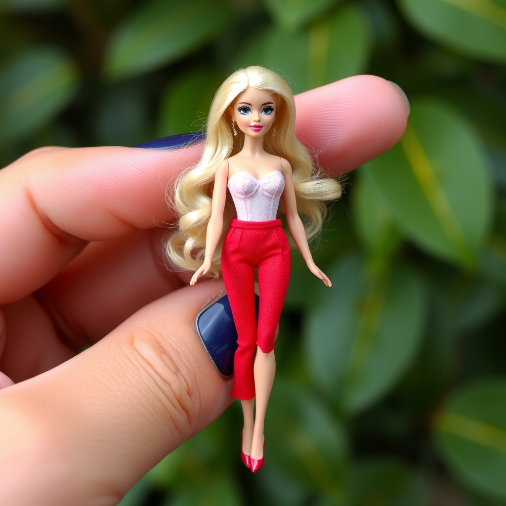 miniature barbie doll on hand