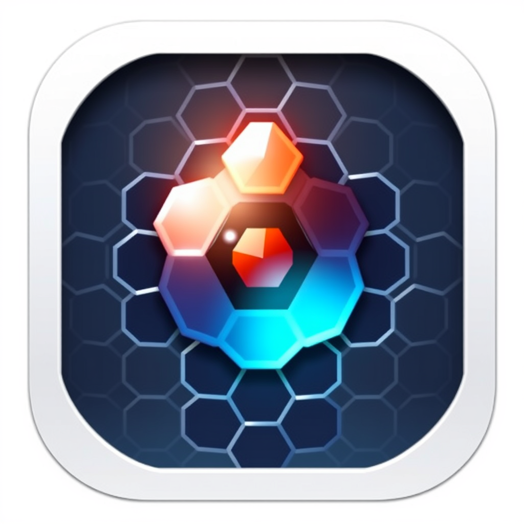 Create an icon for hexa.io game for the app store. There should be a circular object with a hexagonal grid in the background. - Image