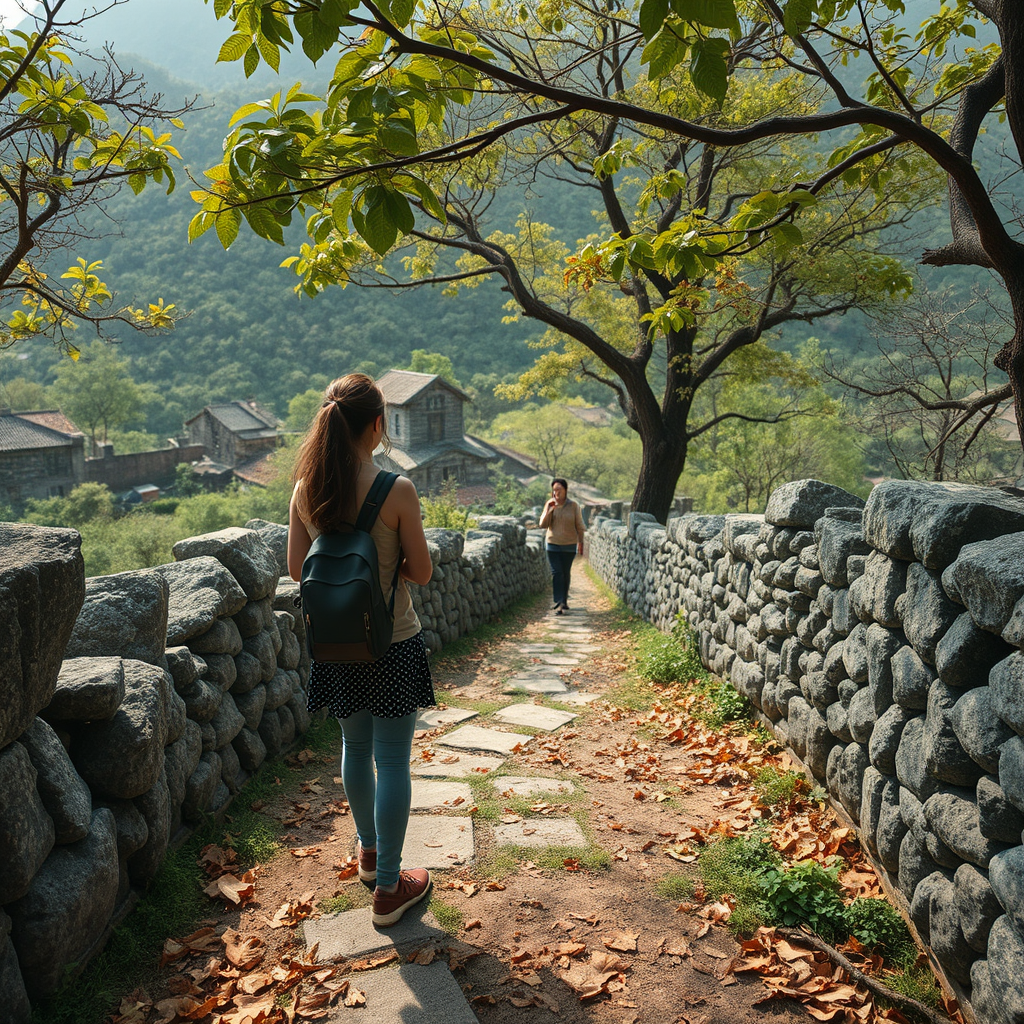 🌳 **Nature and History**: "Woman exploring trails, historical sites, every stone and leaf, stories of Cheung Chau Island, discovery, photorealistic style"