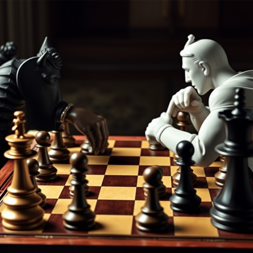 Beating other players in a chess game, strategy.