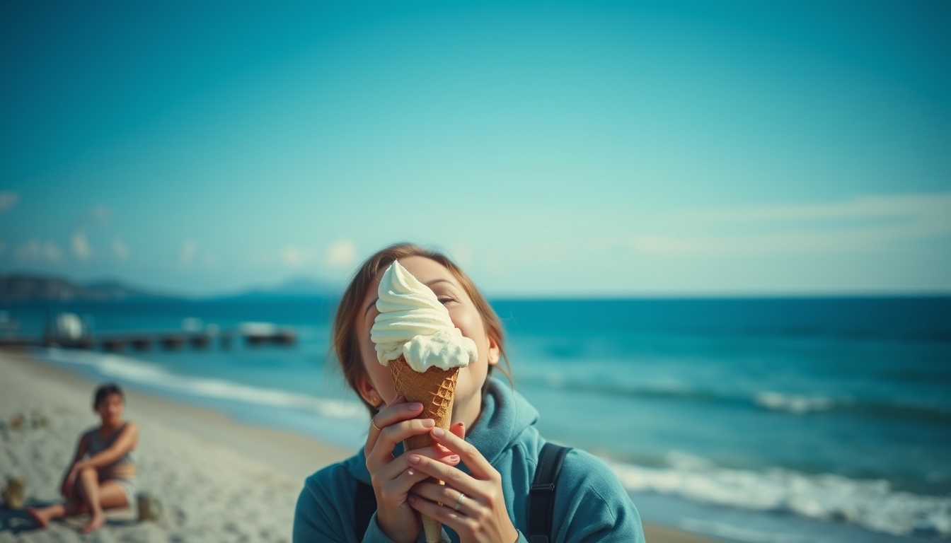 woman with ice-cream, 16:9 - Image