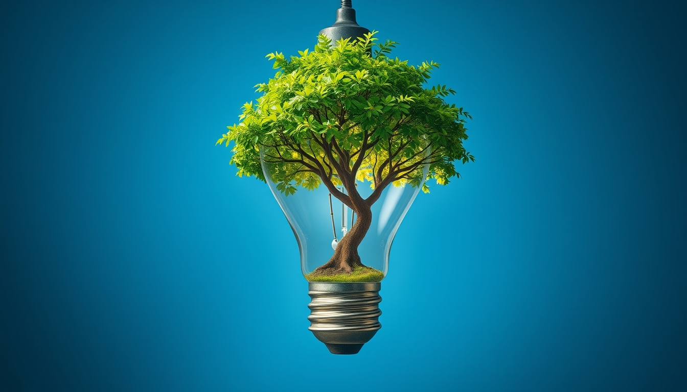 A Tree Inside a Light Bulb as an Emblem of Conservation and Eco-Friendly Technology