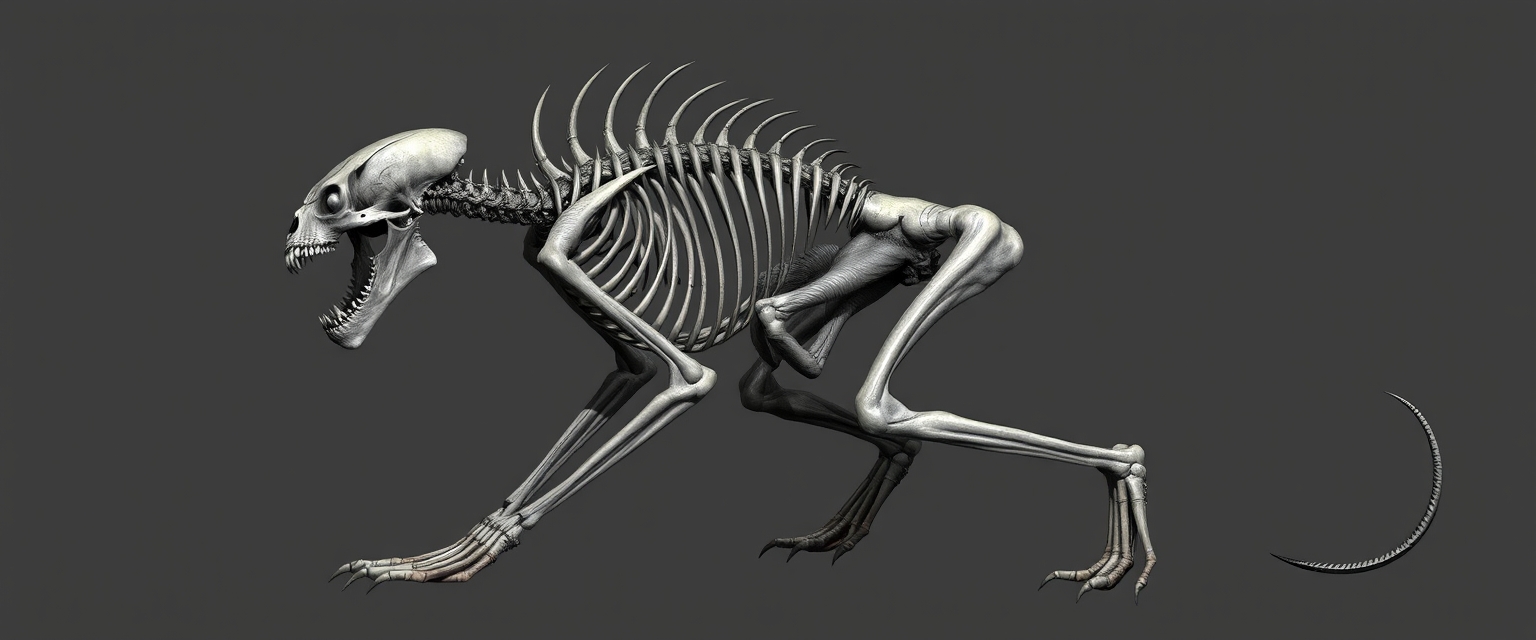 Anatomical Showcasing the Intricate Skeletal and Muscular Structure of a Monstrous Grotesque Creature - Image