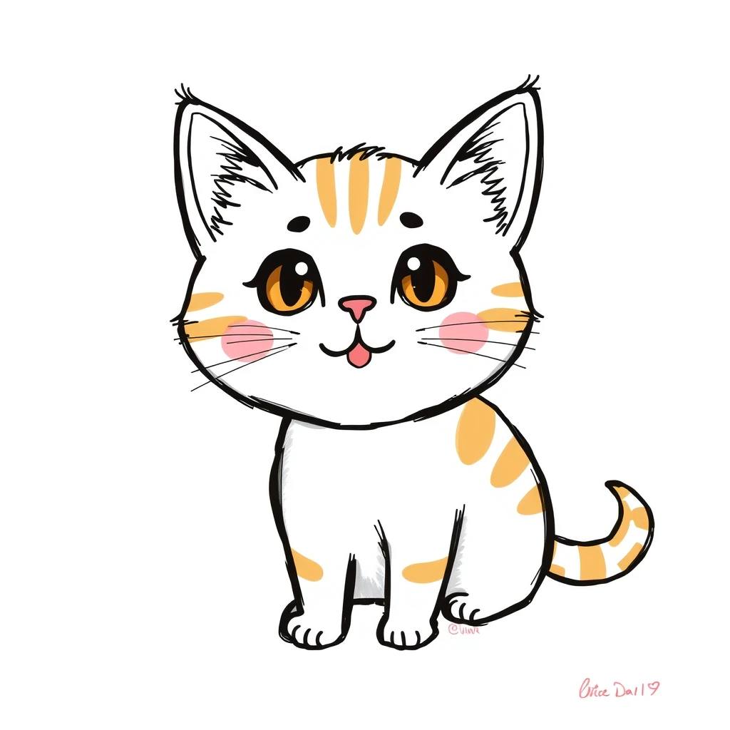 "Draw a cute cat." - Image