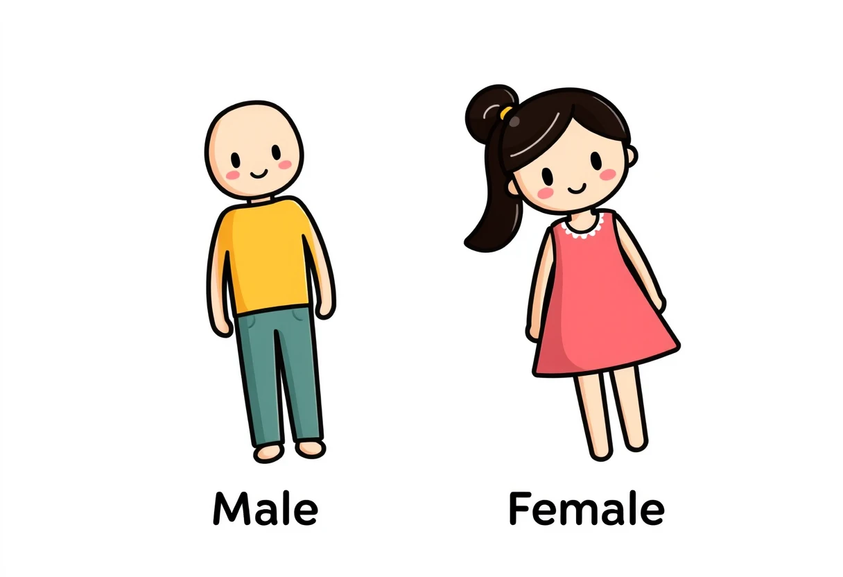 Two icons used to distinguish between male and female, in a simple, cartoonish, and cute style.