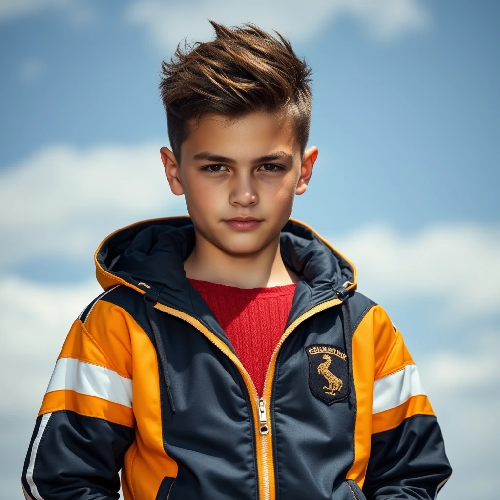 Model appearance boy in the expensive sports suit.