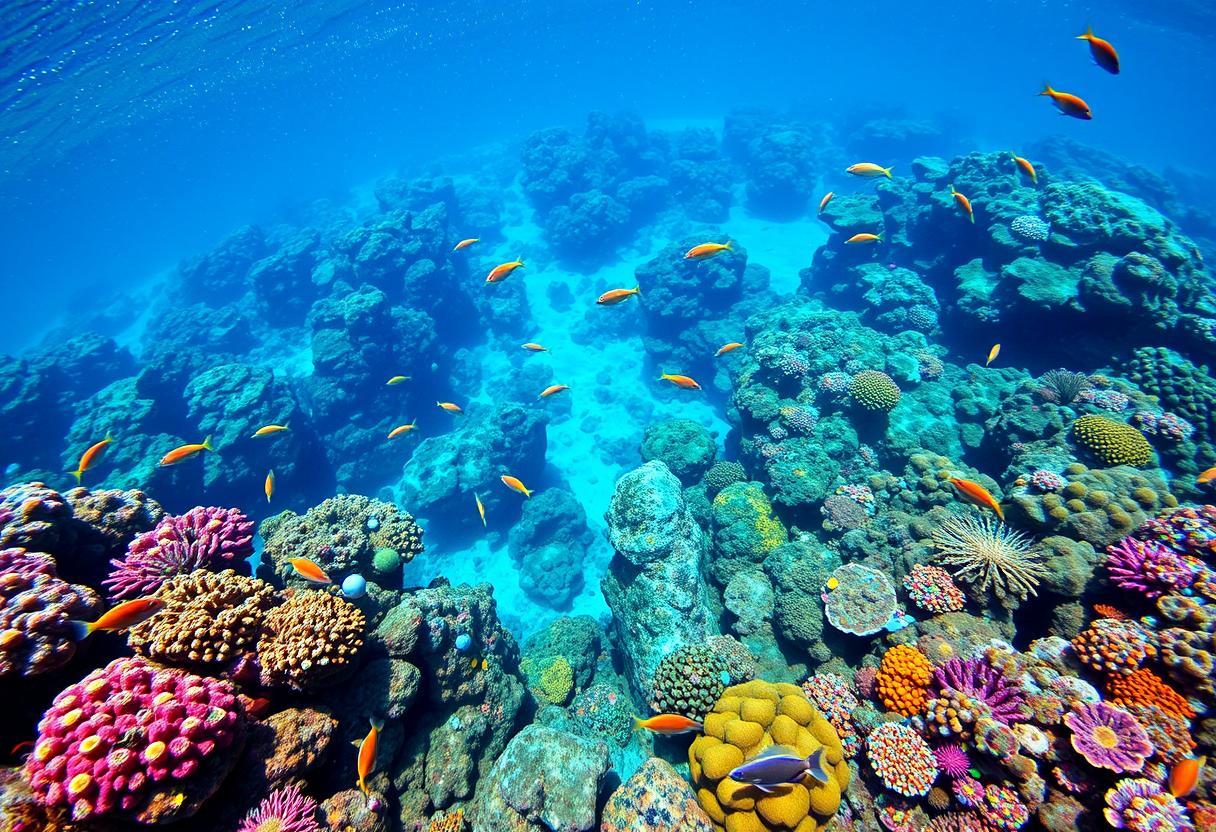 Vibrant, colorful coral reefs, underwater paradise, tropical fish, high quality, photorealistic, clear turquoise water, marine life, scuba diving, snorkeling, breathtaking, vibrant, exotic, diverse::0.5 sea turtles, manta rays, underwater caves, vibrant corals, shipwrecks, underwater photography, ocean conservation.