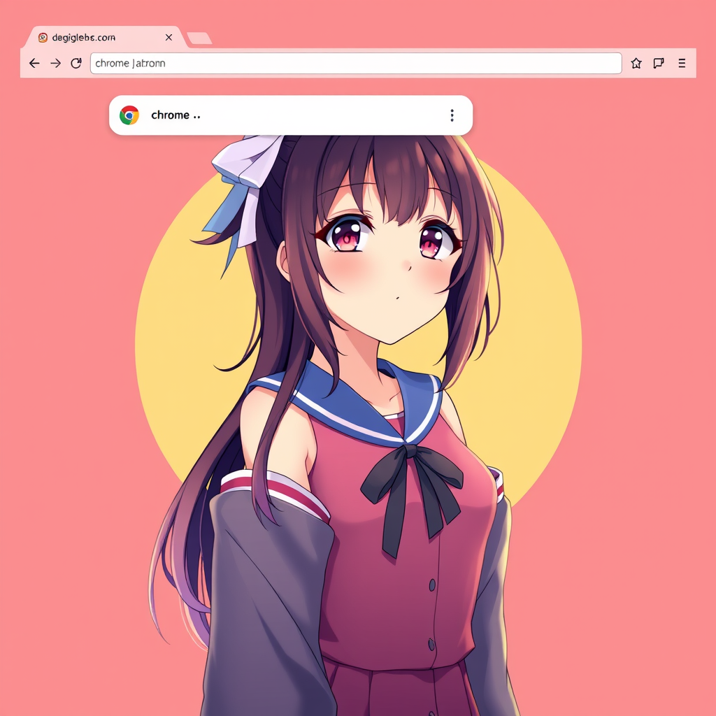 Anime girl in the color theme of Chrome browser.