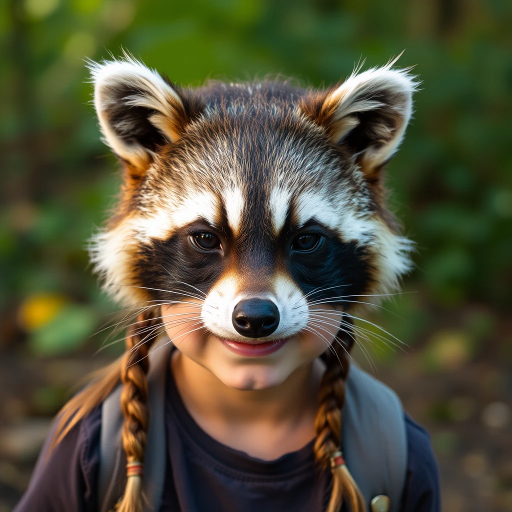 girl with raccoon face