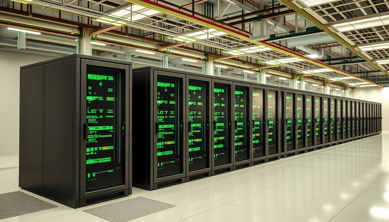 Clean energy-powered data center, symbolizing green tech infrastructure.